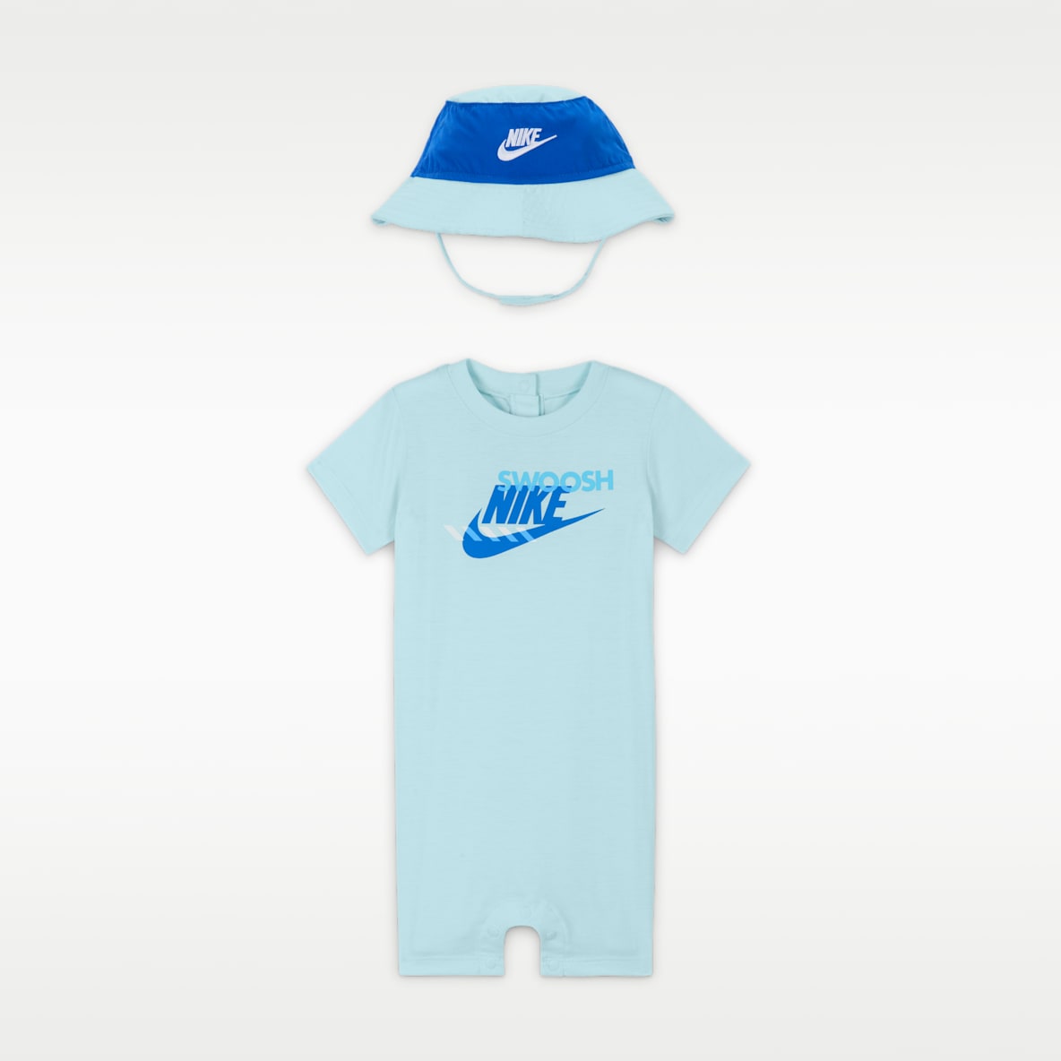 Nike Sportswear PE Set med sparkdräkt och bucket hat för baby (12–24 mån)