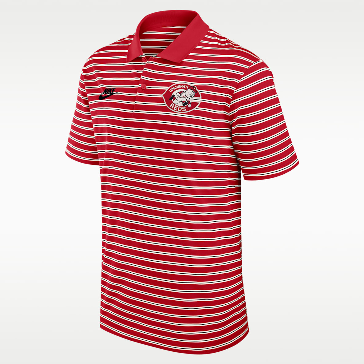 Cincinnati Reds Cooperstown Striped Victory Men's Nike Dri-FIT MLB Polo