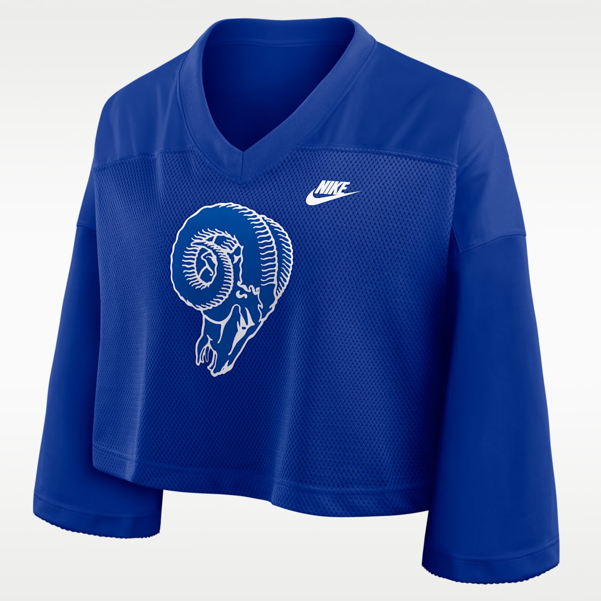 Los Angeles Rams Rewind Fashion Jersey cropped Nike Dri-FIT de la NFL para mujer
