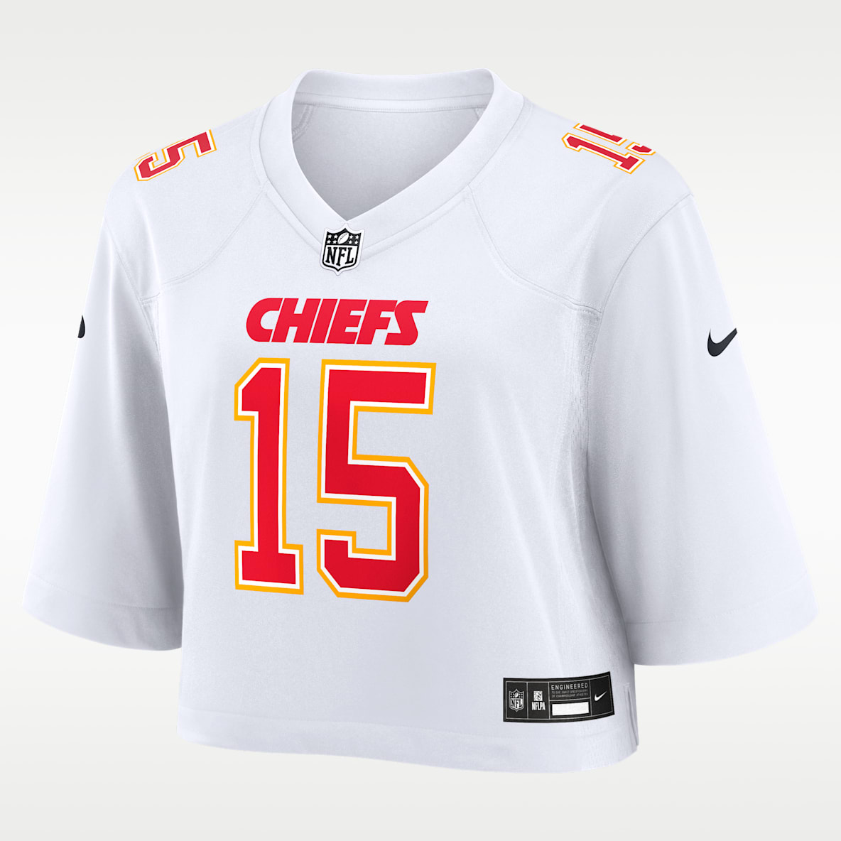 Patrick Mahomes Kansas City Chiefs Jersey Nike de la NFL Game Tundra cropped para mujer
