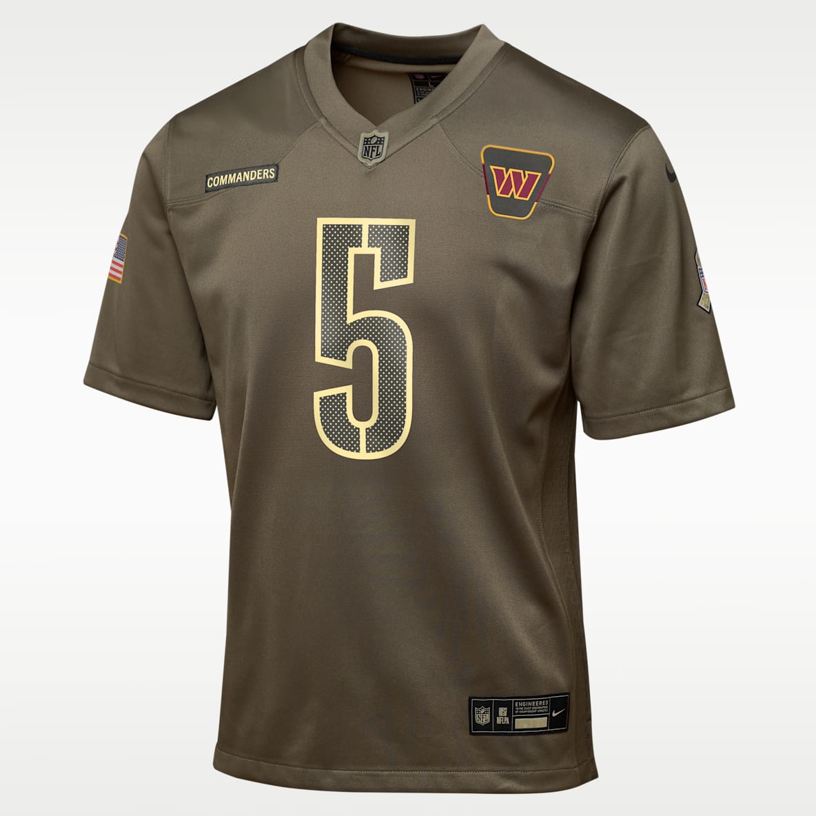 Jayden Daniels Washington Commanders Salute to Service Jersey para niños talla grande Nike de la NFL Game