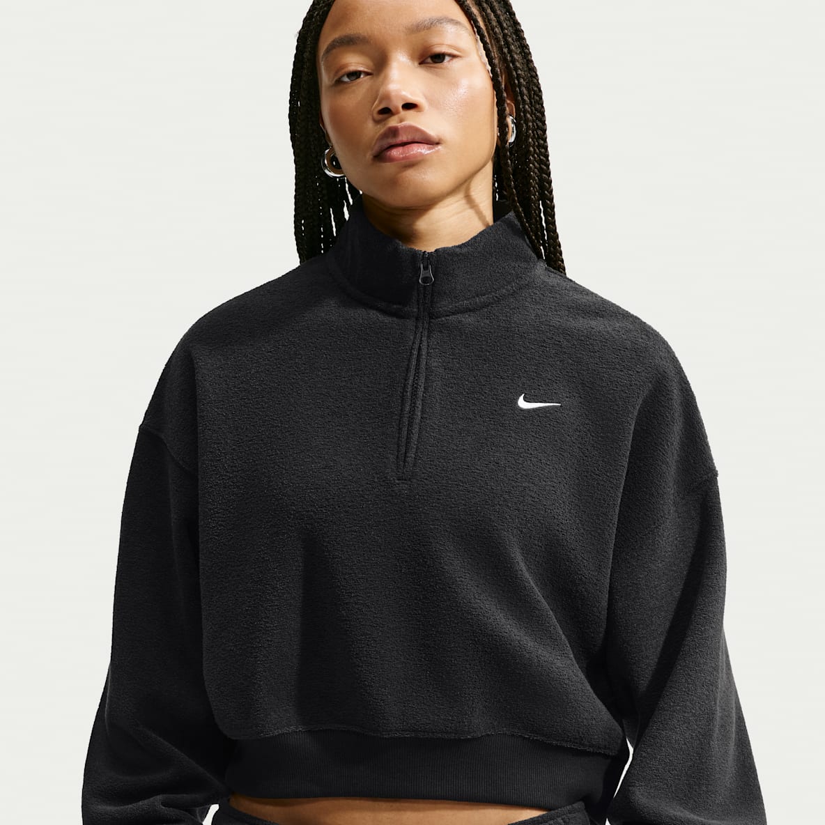 Nike Studio Fleece Medium Weight Plush Women's Oversized 1/4-Zip Cropped Top