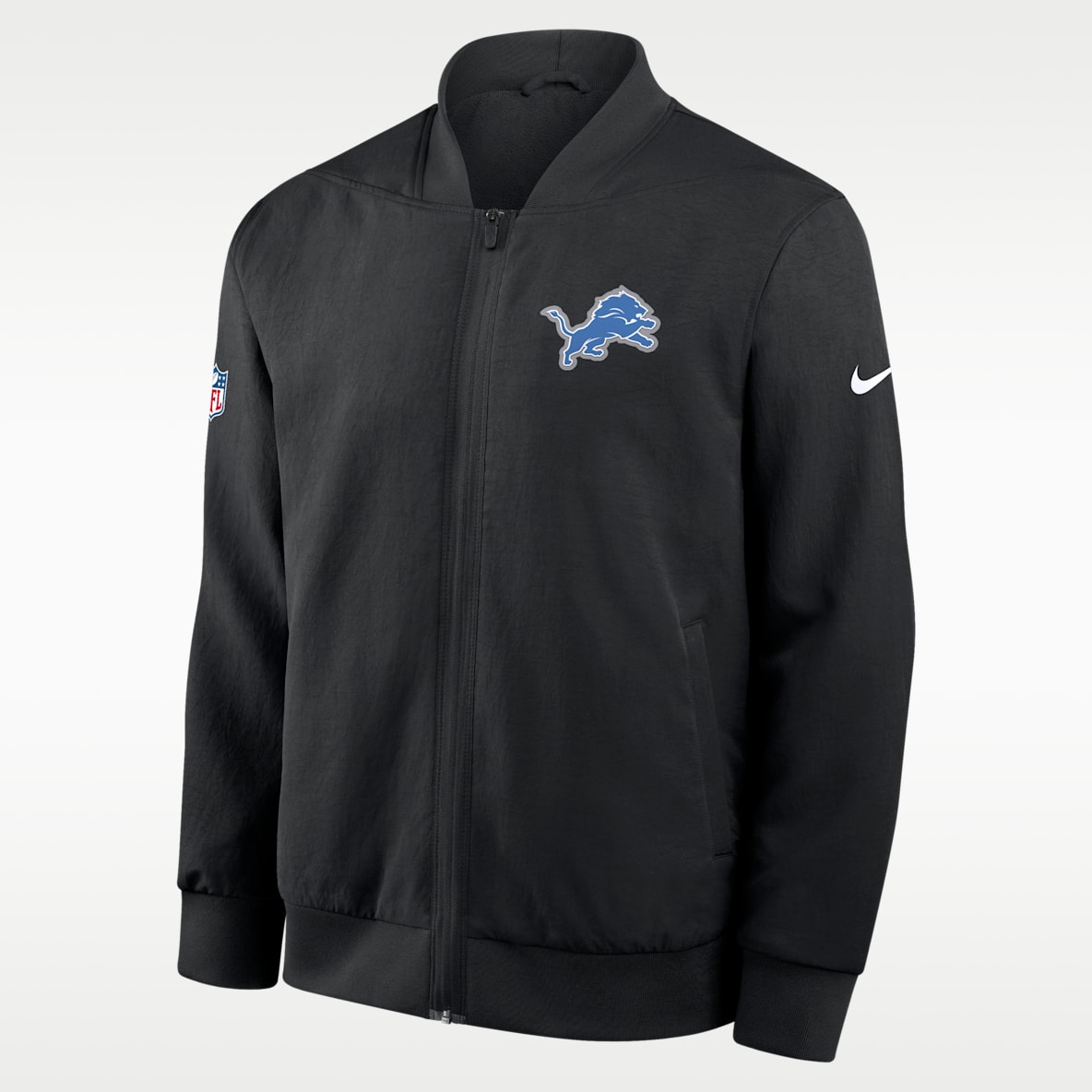 Detroit Lions Sideline Chamarra bomber Nike de la NFL de cierre completo para hombre