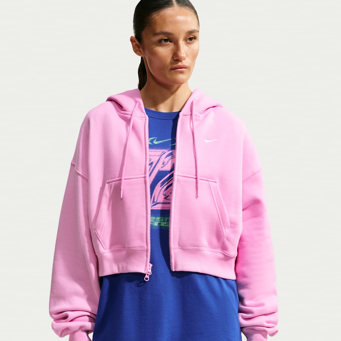 Nike Studio Fleece Medium Weight Women's Oversized Full-Zip Cropped Hoodie
