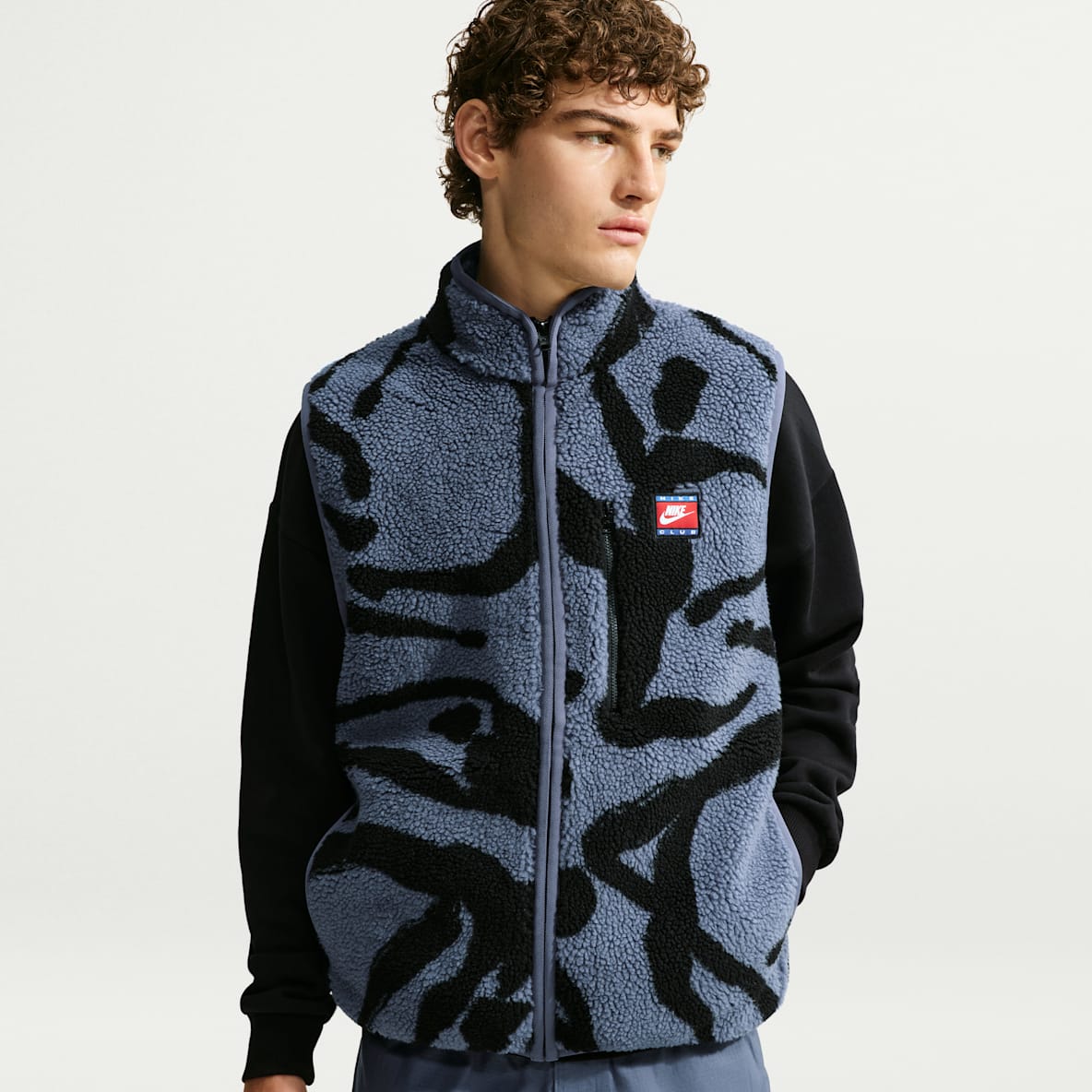 Nike Club Chaleco de tejido Fleece de cierre completo acondicionado para el invierno para hombre
