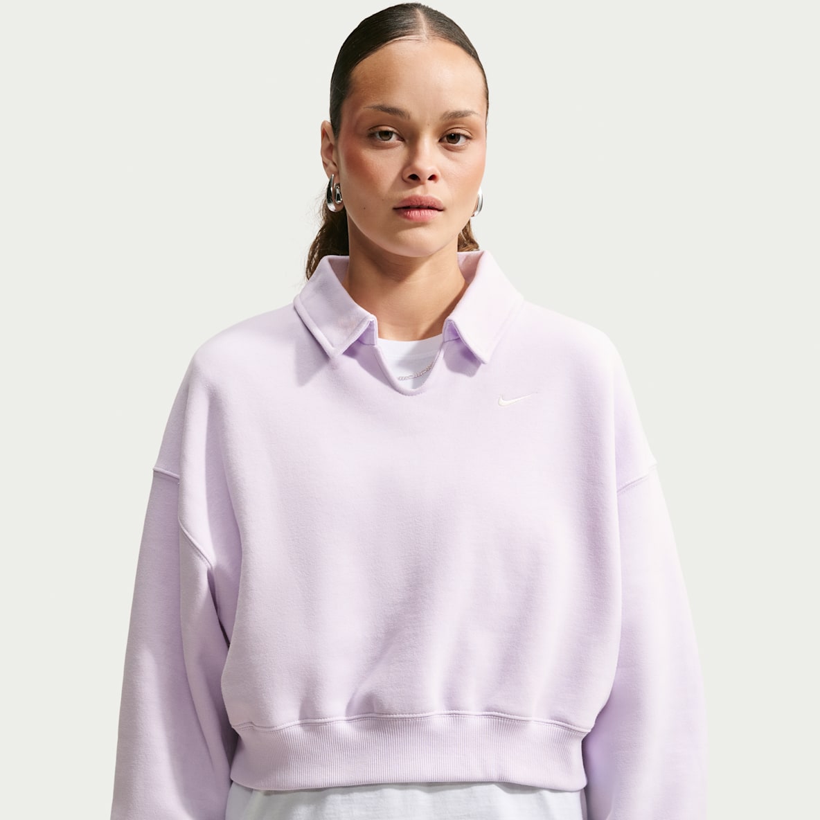 Nike Studio Fleece Medium Weight Polo cropped oversized para mujer