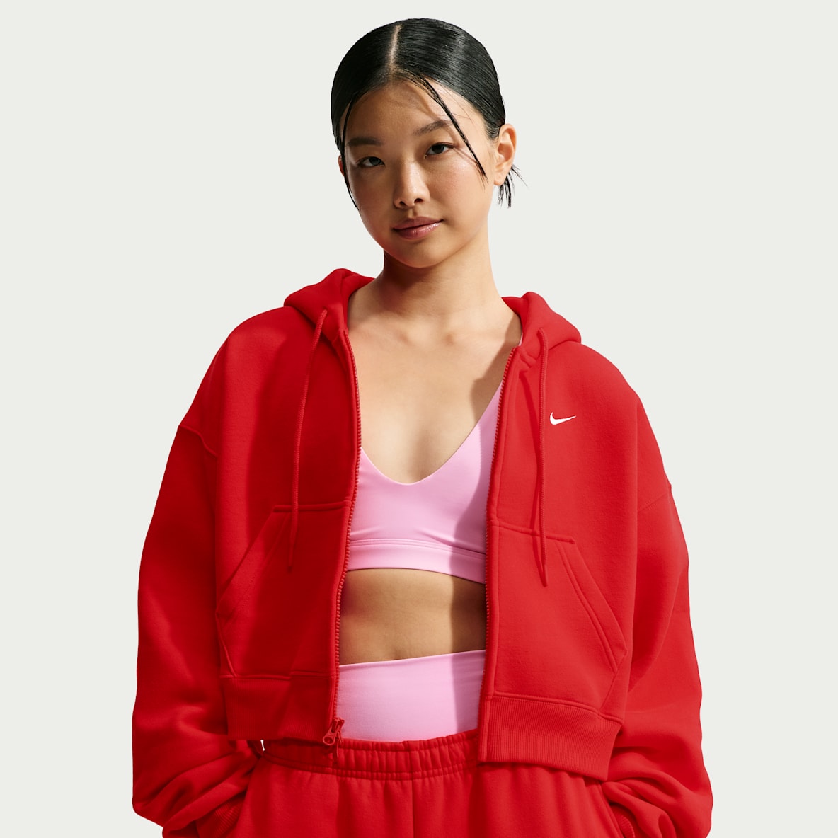 Nike Studio Fleece Medium Weight Women's Oversized Full-Zip Cropped Hoodie