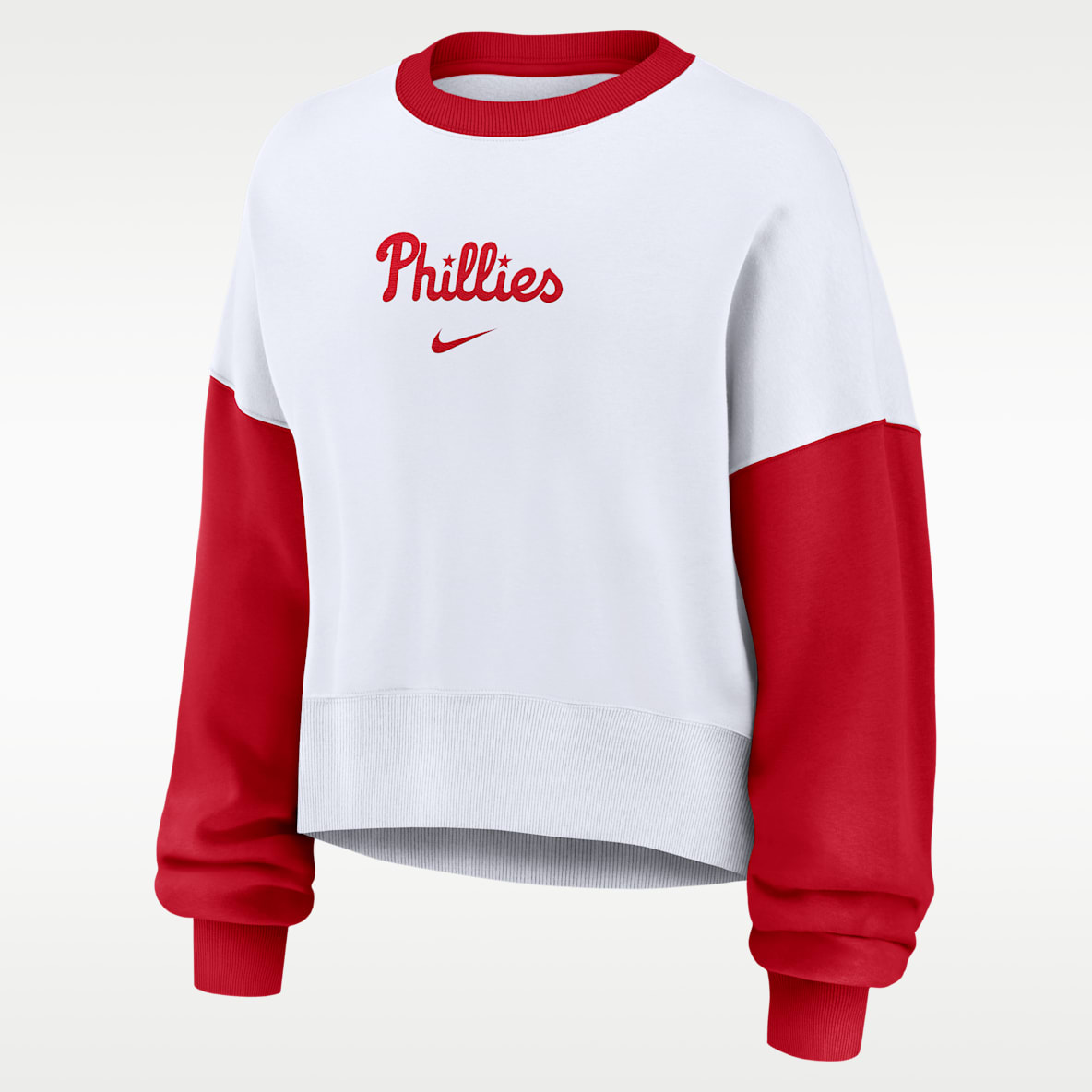 Philadelphia Phillies Primary Sudadera de cuello redondo sin cierre Nike de la MLB para mujer