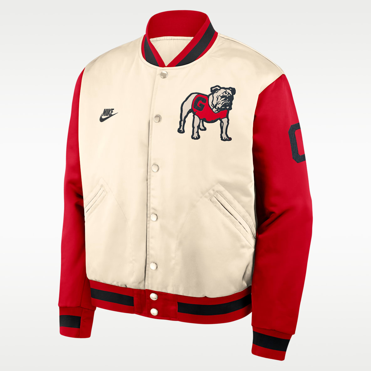 Georgia Legacy Chamarra bomber universitaria Nike de cierre a presión de largo completo para hombre