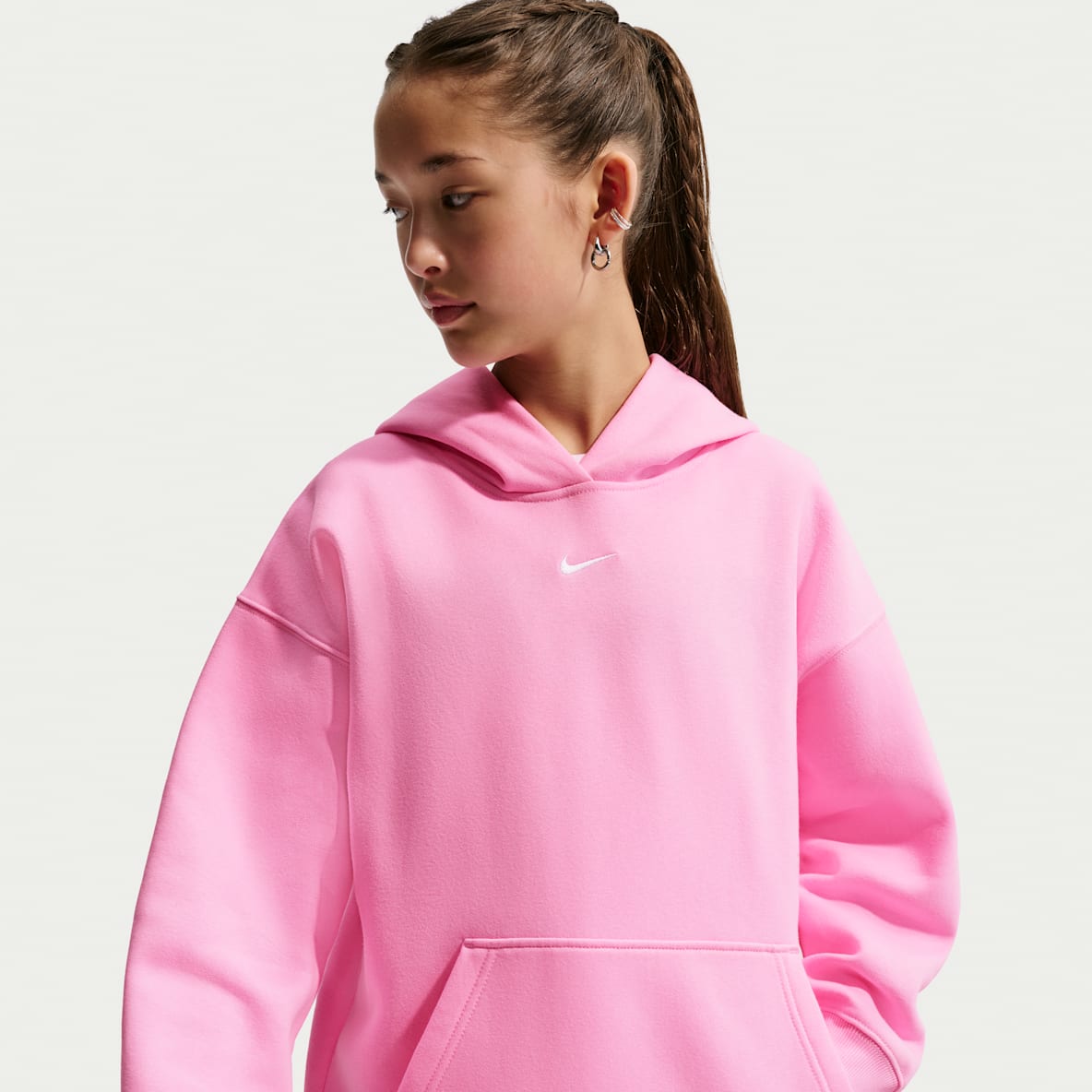 Nike Sportswear Studio Fleece Girls' Oversized Pullover Hoodie
