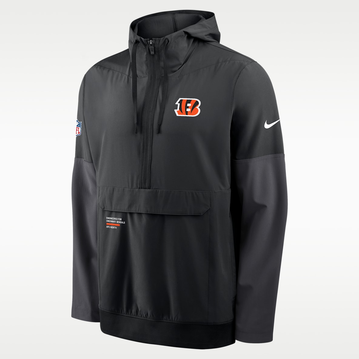 Cincinnati Bengals Well Rounded Anorak Chamarra Nike de la NFL con gorro de medio cierre para hombre