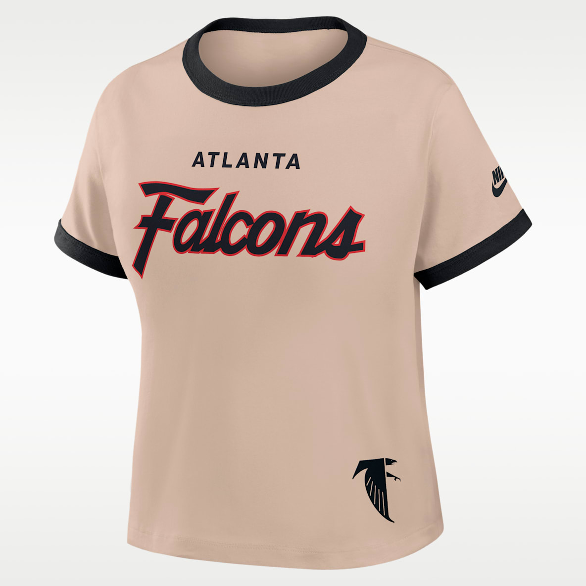 Atlanta Falcons Rewind Ringer Mod Playera Nike de la NFL cropped para mujer
