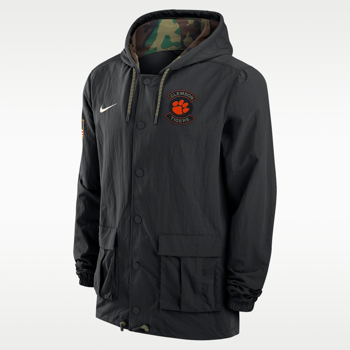 Clemson Men's Nike Full-Snap Hooded Military Jacket