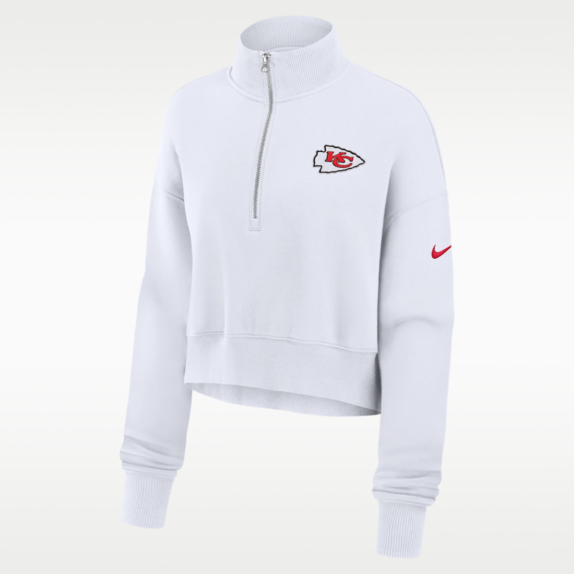 Kansas City Chiefs Primetime Phoenix Women's Nike NFL Oversized Cropped 1/4-Zip Crew