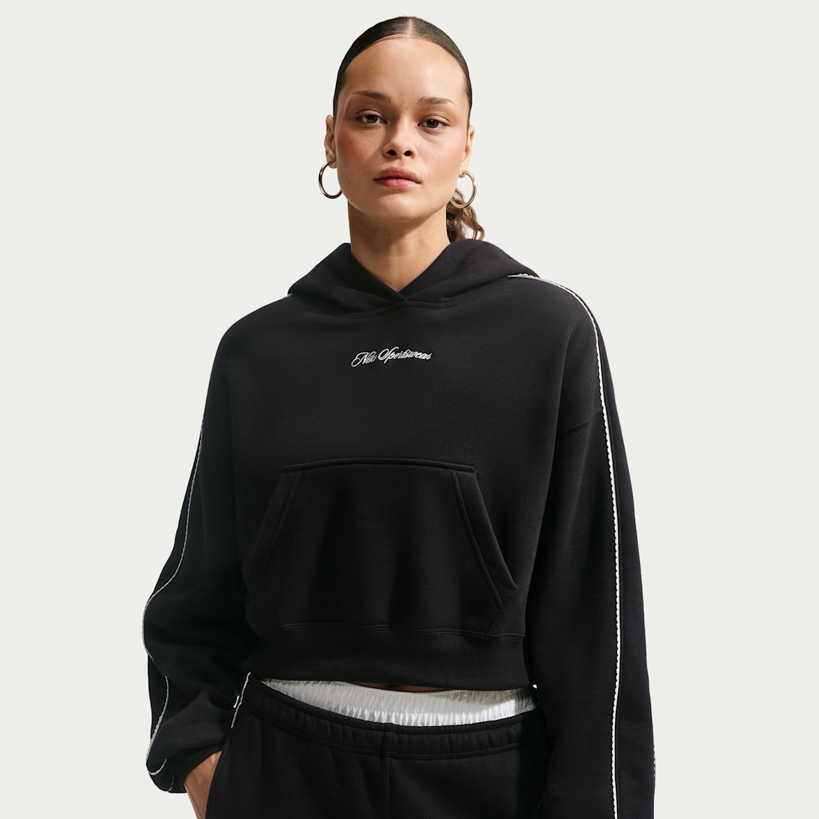Nike Studio Fleece Medium Weight "Graphic Pack" Women's Cropped Pullover Hoodie