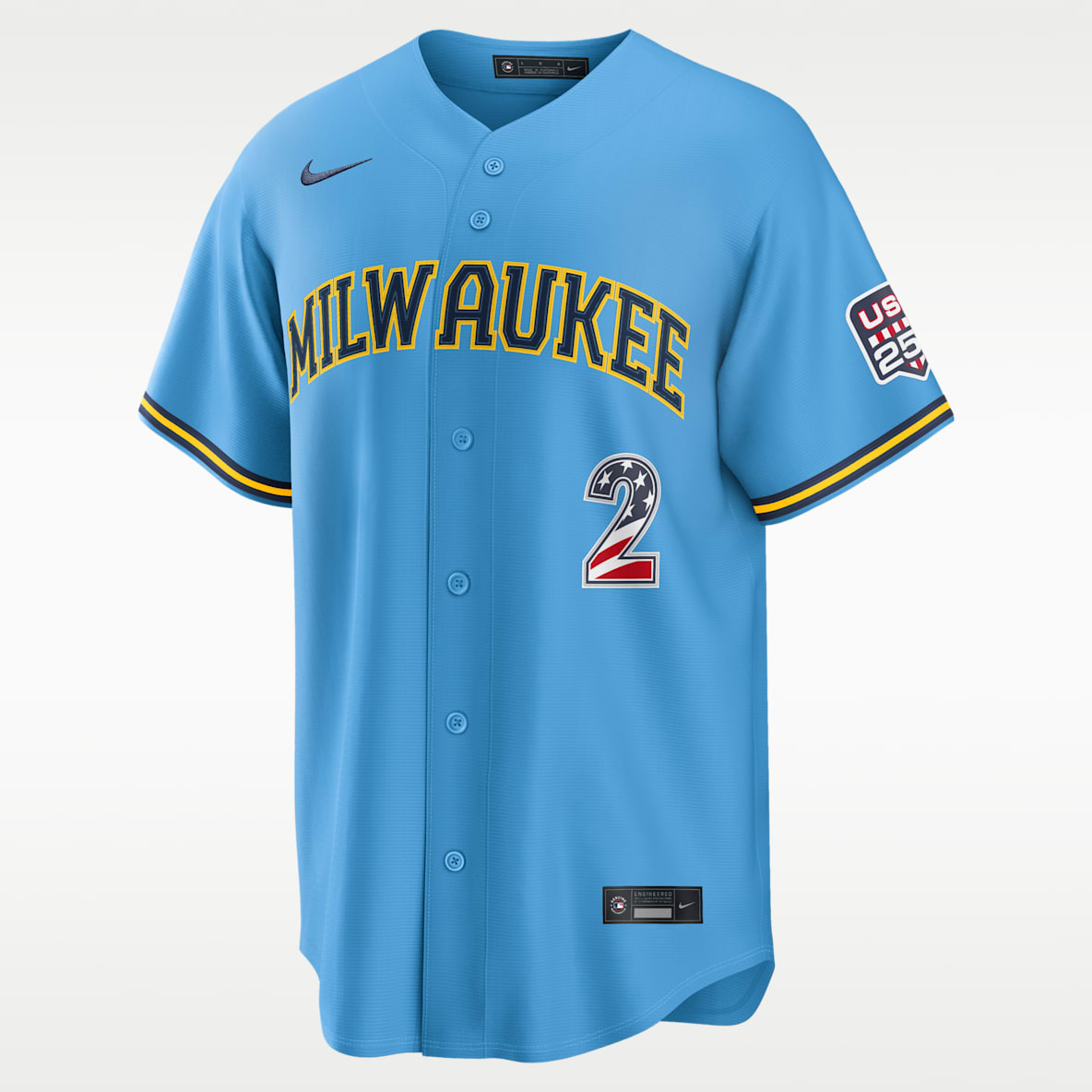 Brice Turang Milwaukee Brewers USA 250 Men's Nike MLB Stadium Jersey