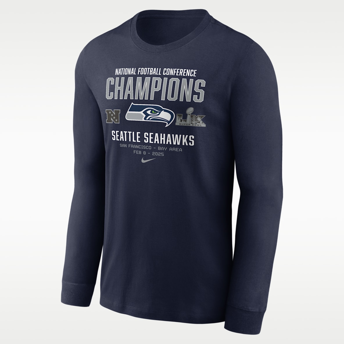 Seattle Seahawks 2026 NFC Champions Team Nation Men's Nike NFL Long-Sleeve T-Shirt