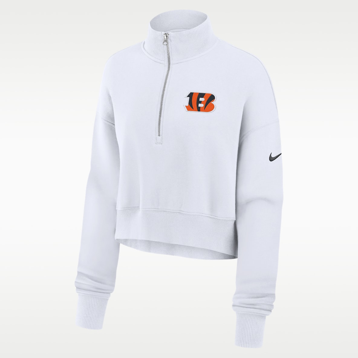 Cincinnati Bengals Primetime Phoenix Women's Nike NFL Oversized Cropped 1/4-Zip Crew