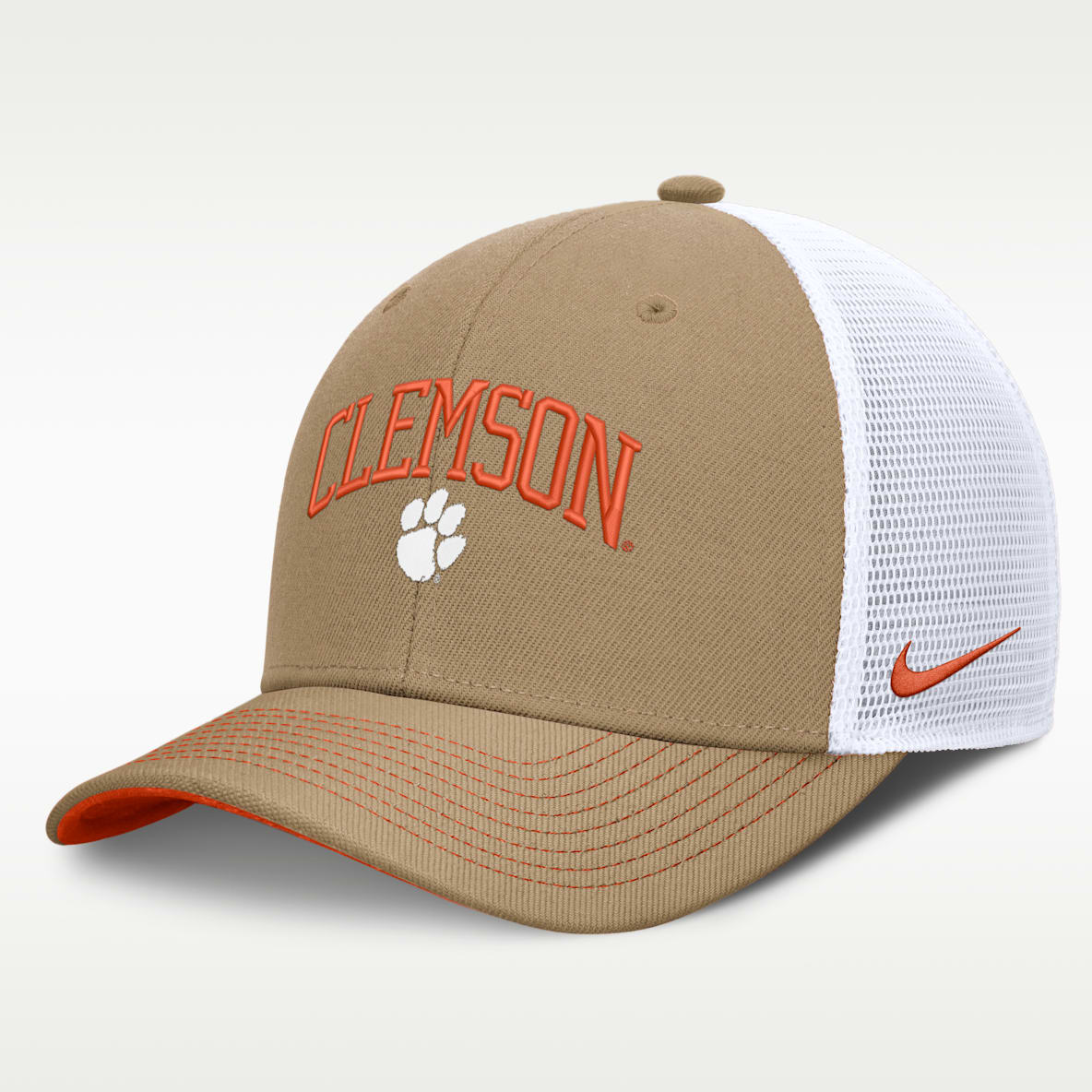 Clemson Primetime Arched Men's Nike Dri-FIT College Trucker Adjustable Hat