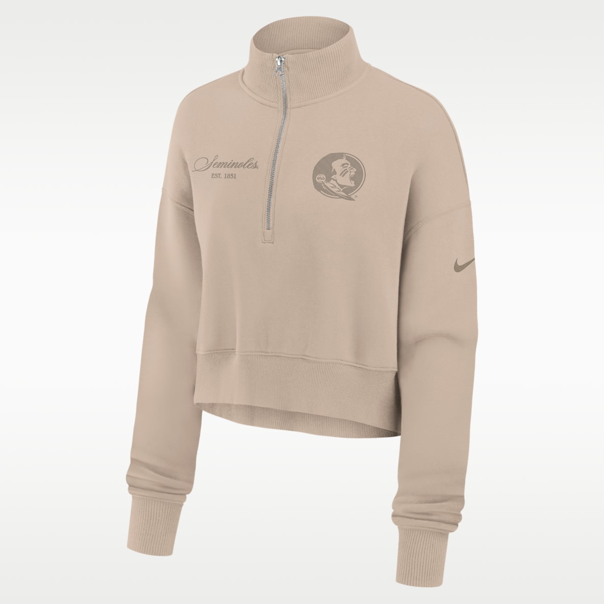 Florida State Neutral Stance Collection Phoenix Women's Nike College Oversized Cropped 1/4-Zip Crew