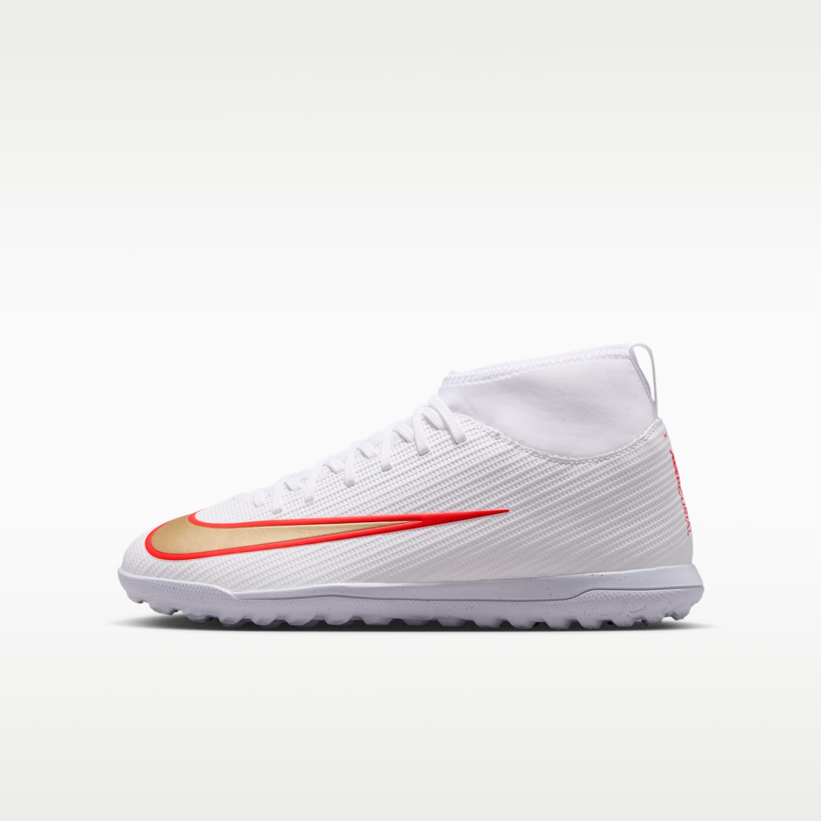 Nike Jr. Mercurial Superfly 11 Club Tacos de futbol para pasto sintético (turf) de corte high para niños grandes