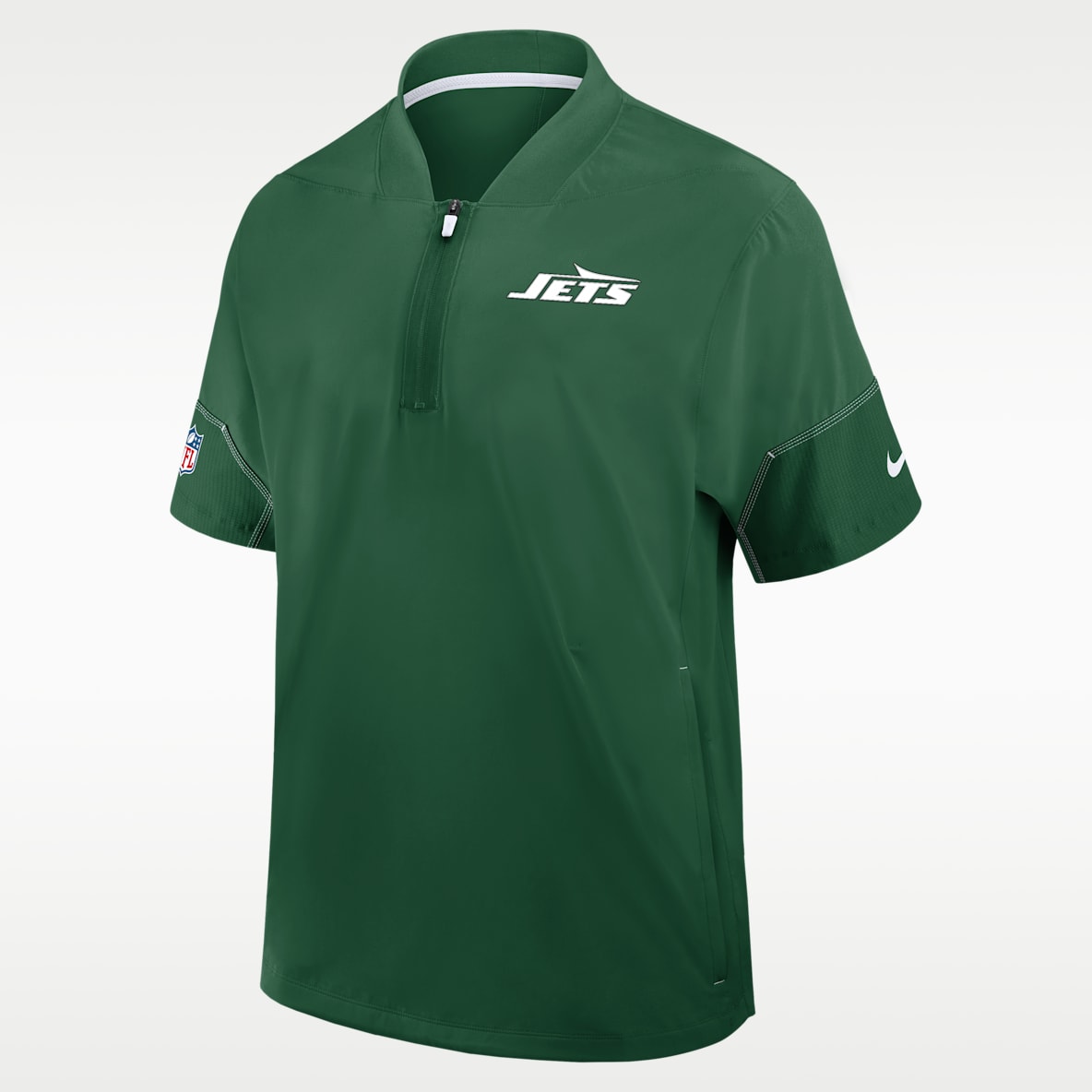 New York Jets Sideline Coach Men's Nike NFL 1/2-Zip Short-Sleeve Hooded Jacket