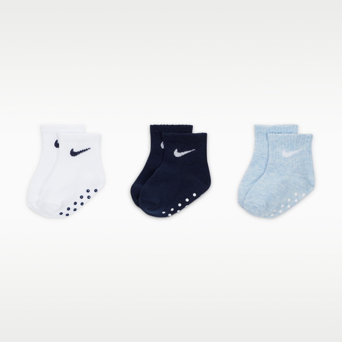 Nike Calcetines hasta el tobillo Swoosh con agarre para bebé (3 pares)