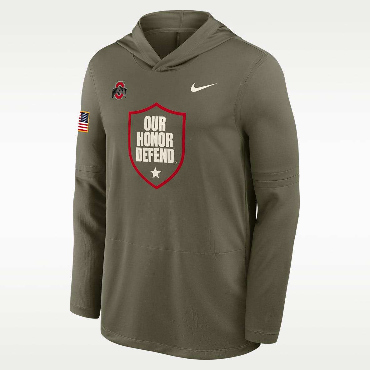 Ohio State 2025 Military Appreciation Men's Nike Dri-FIT College Long-Sleeve Hooded Top