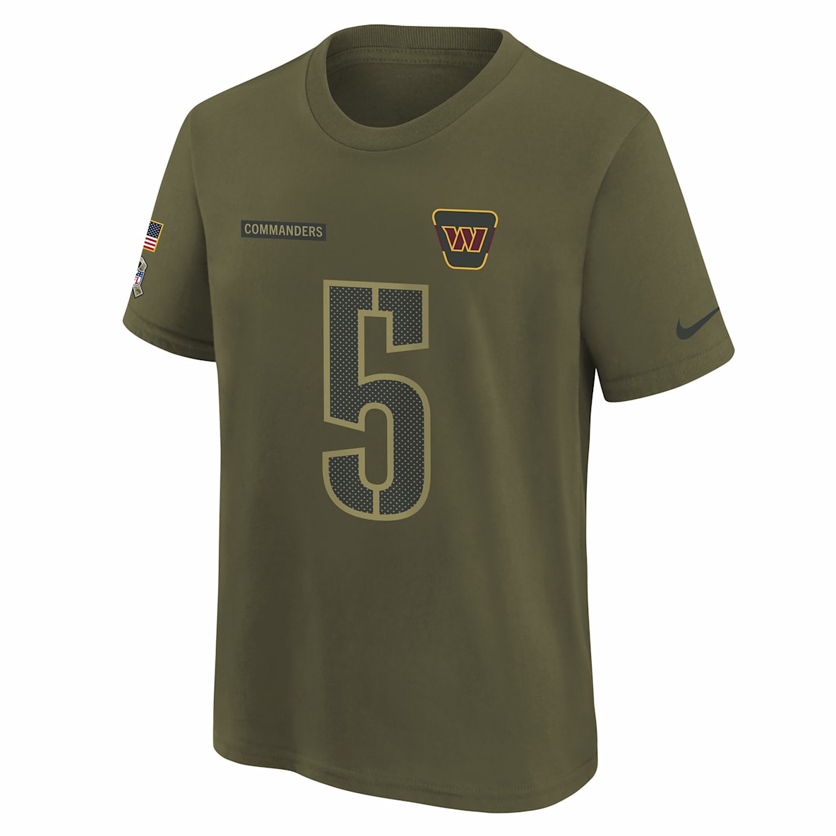 Jayden Daniels Washington Commanders Salute to Service Playera Nike de la NFL para niños talla grande