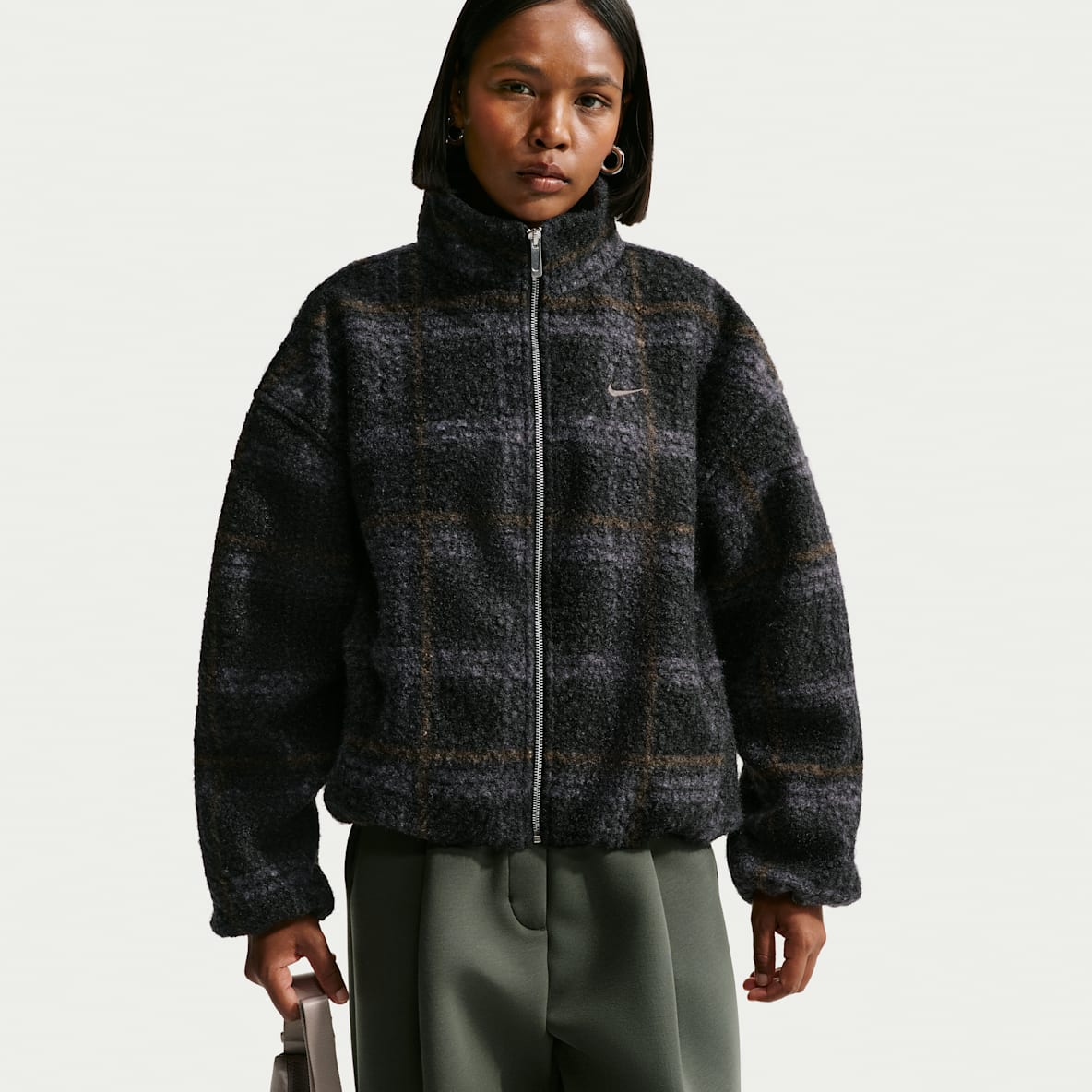 Nike Sportswear Women's Oversized Plaid High-Pile Fleece Jacket