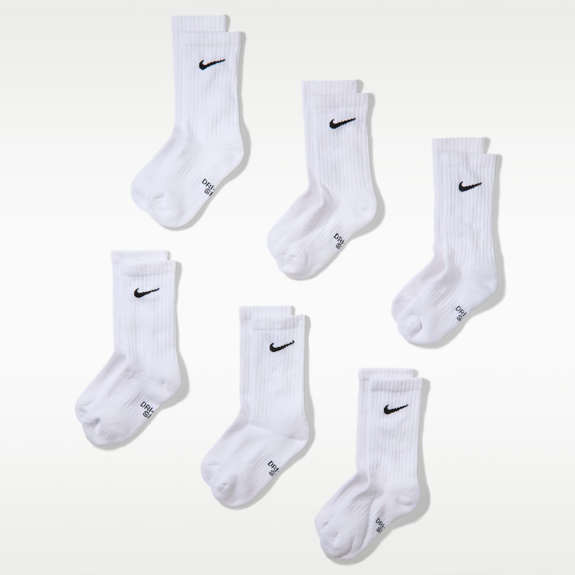 Nike Everyday Crew sokken met demping voor kids (6 paar)