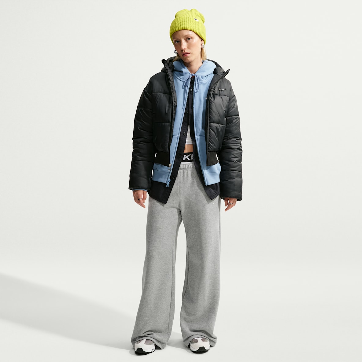 Nike Studio Flece Fleece "French Terry" ligeros Pants de tiro medio y pierna amplia para mujer