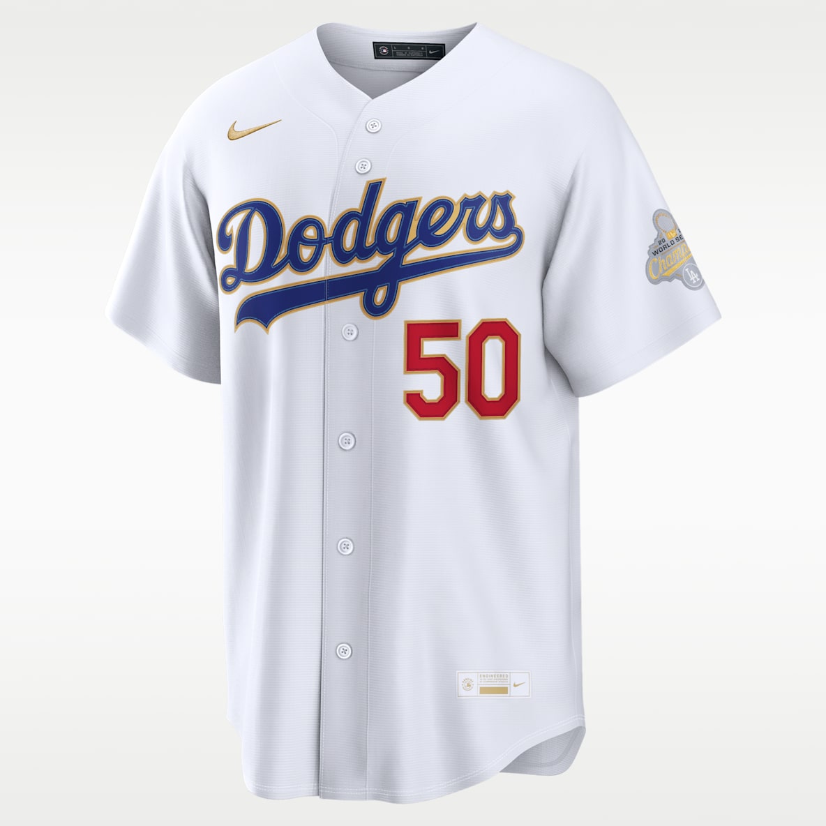 Mookie Betts Los Angeles Dodgers 2025 World Series Champion Gold Series Men's Nike MLB Stadium Jersey