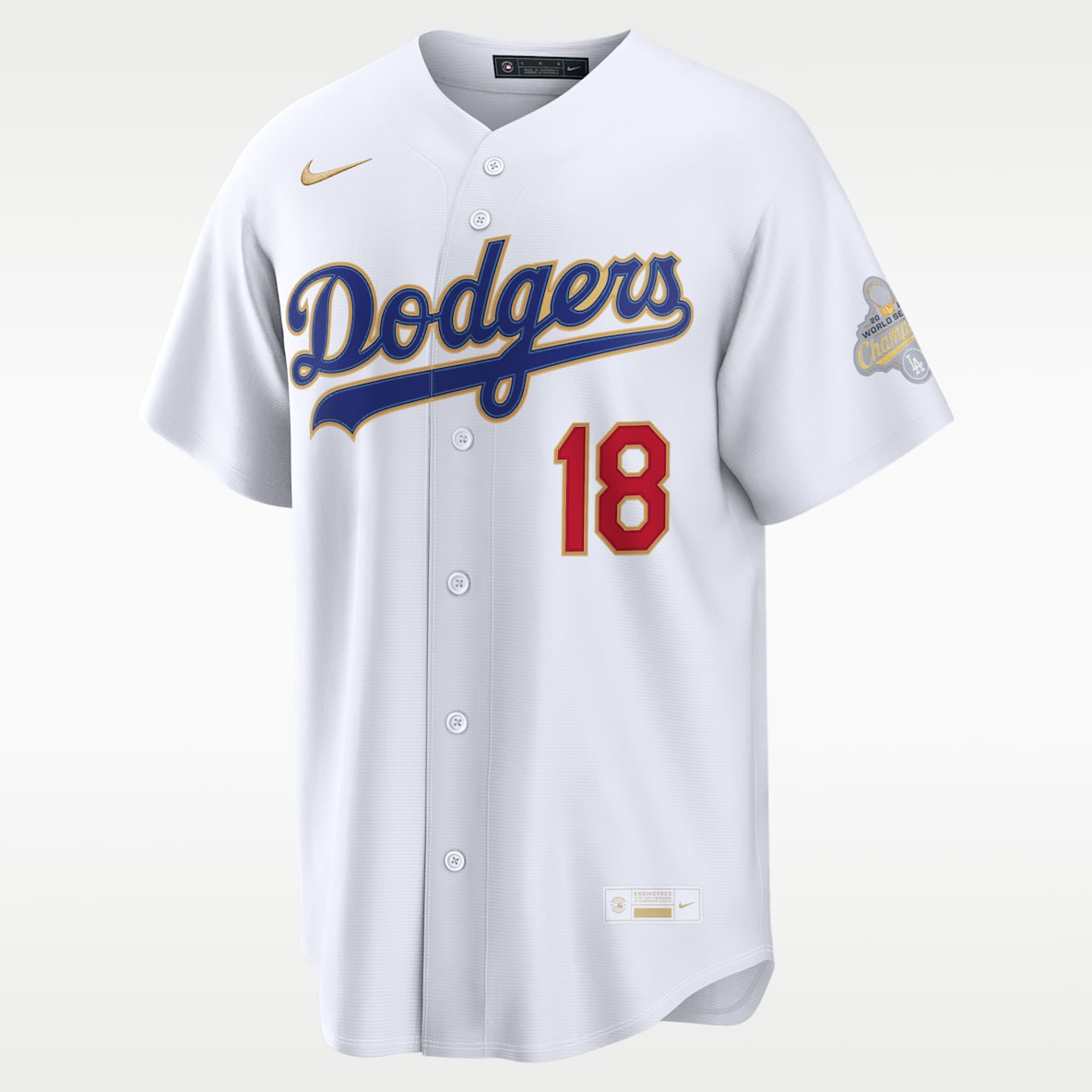 Yoshinobu Yamamoto Los Angeles Dodgers 2025 World Series Champion Gold Series Jersey Nike Stadium de la MLB para hombre