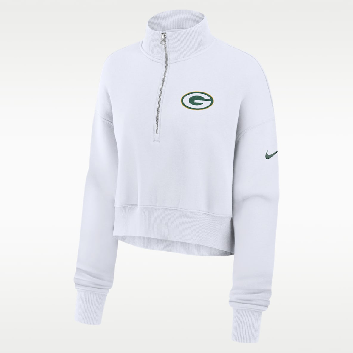 Green Bay Packers Primetime Phoenix Women's Nike NFL Oversized Cropped 1/4-Zip Crew