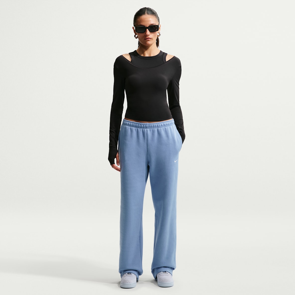 Nike Studio Fleece Medium Weight Women's Mid-Rise Open-Hem Trousers