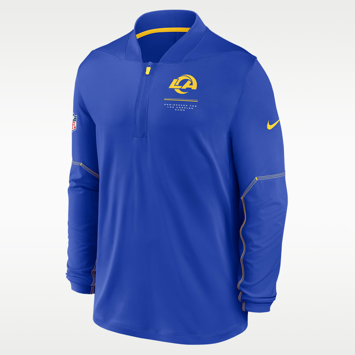 Los Angeles Rams Sideline Playera Nike Dri-FIT de la NFL de medio cierre para hombre