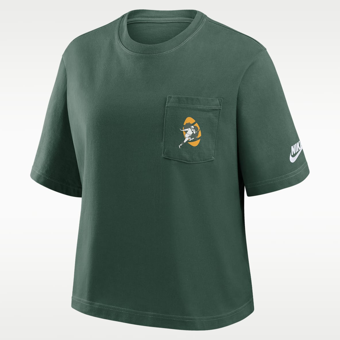 Green Bay Packers Rewind Pocket Boxy Playera Nike de la NFL para mujer