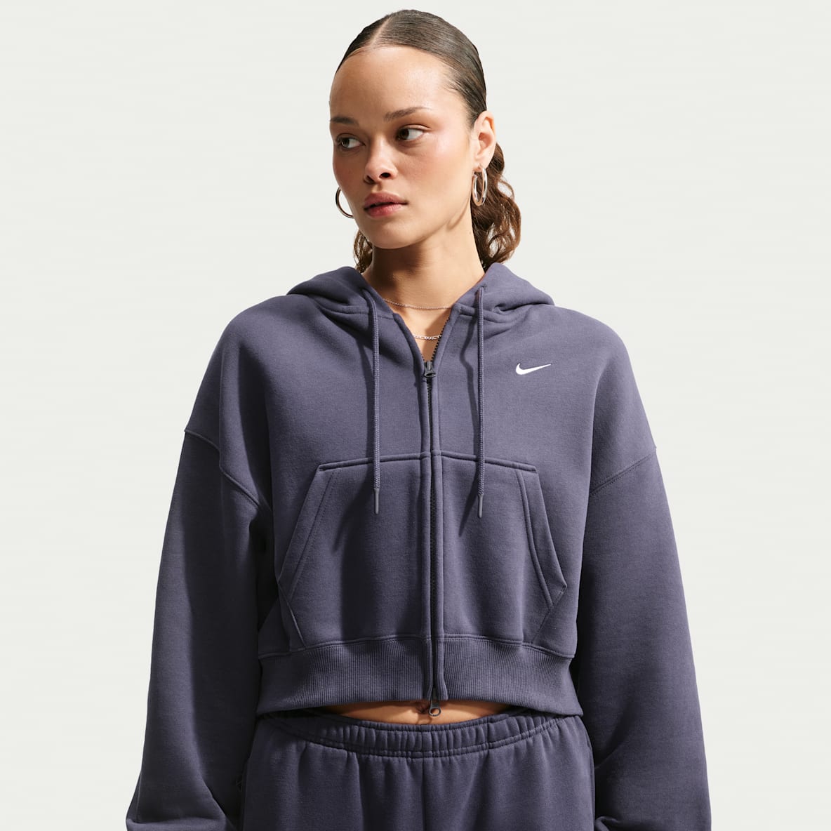 Nike Studio Fleece Medium Weight Women's Oversized Full-Zip Cropped Hoodie