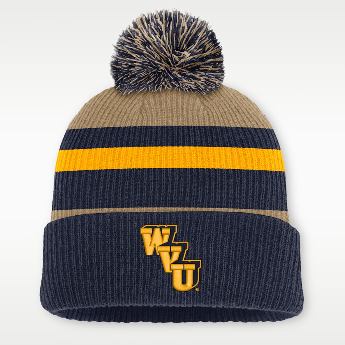 West Virginia Legacy Striped Men's Nike College Cuffed Pom Beanie