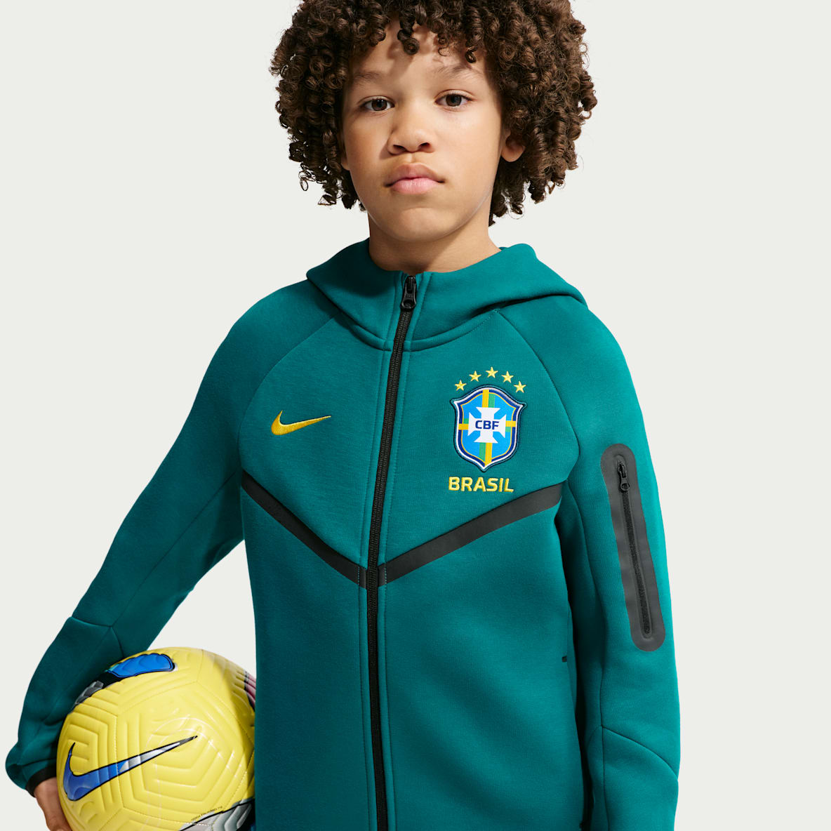 Brazil Tech Fleece Big Kids' (Boys') Nike Soccer Full-Zip Hoodie