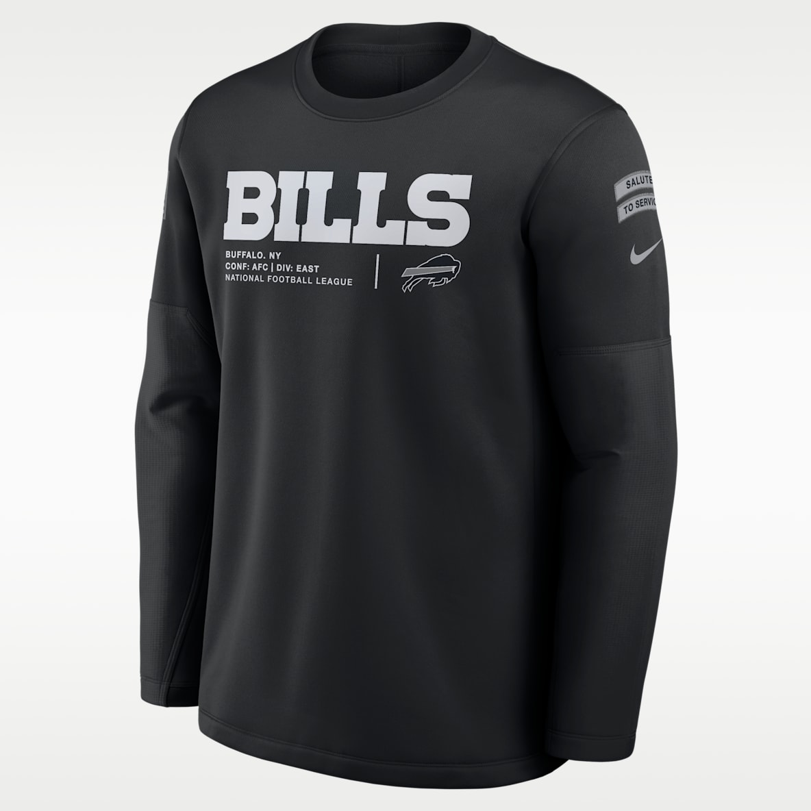 Buffalo Bills Salute to Service Sideline Coaches Sudadera de cuello redondo sin cierre Nike de la NFL para hombre