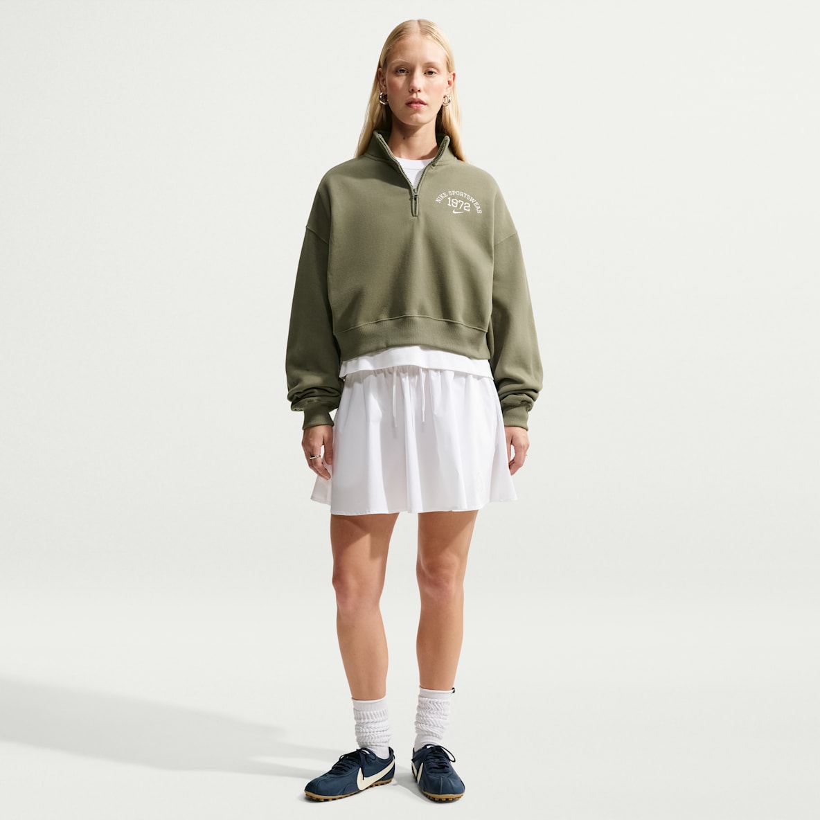 Nike Studio Fleece Medium Weight Women's Oversized 1/4-Zip Cropped Top