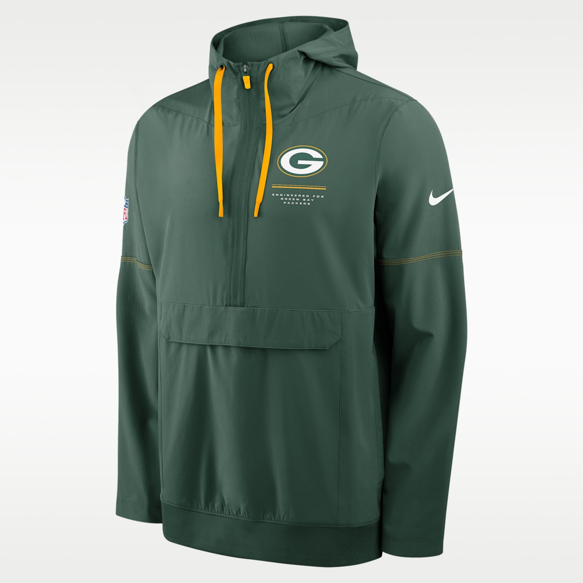 Green Bay Packers Sideline Anorak Chamarra Nike de la NFL de medio cierre con gorro para hombre