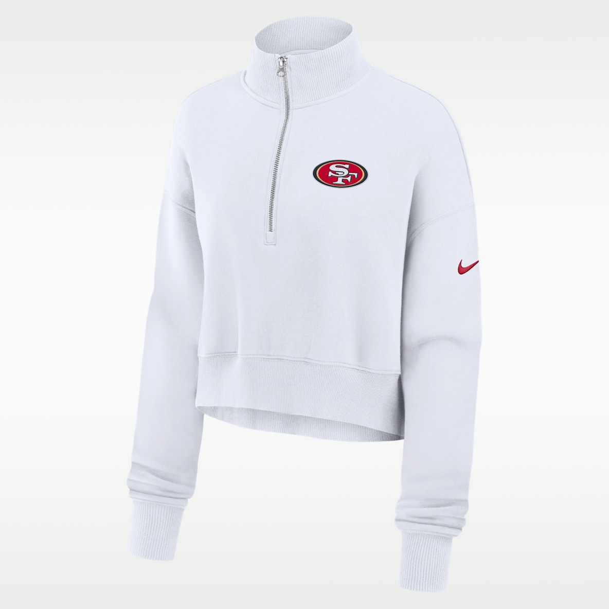 San Francisco 49ers Primetime Phoenix Women's Nike NFL Oversized Cropped 1/4-Zip Crew