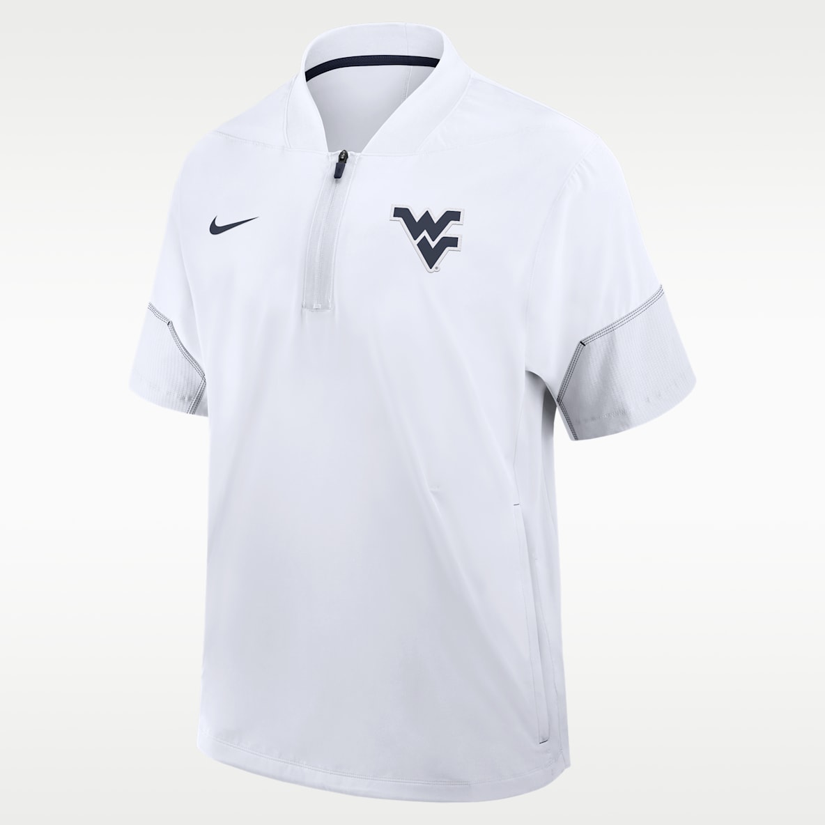 West Virginia Sideline Coach Men's Nike College 1/2-Zip Short-Sleeve Hooded Jacket