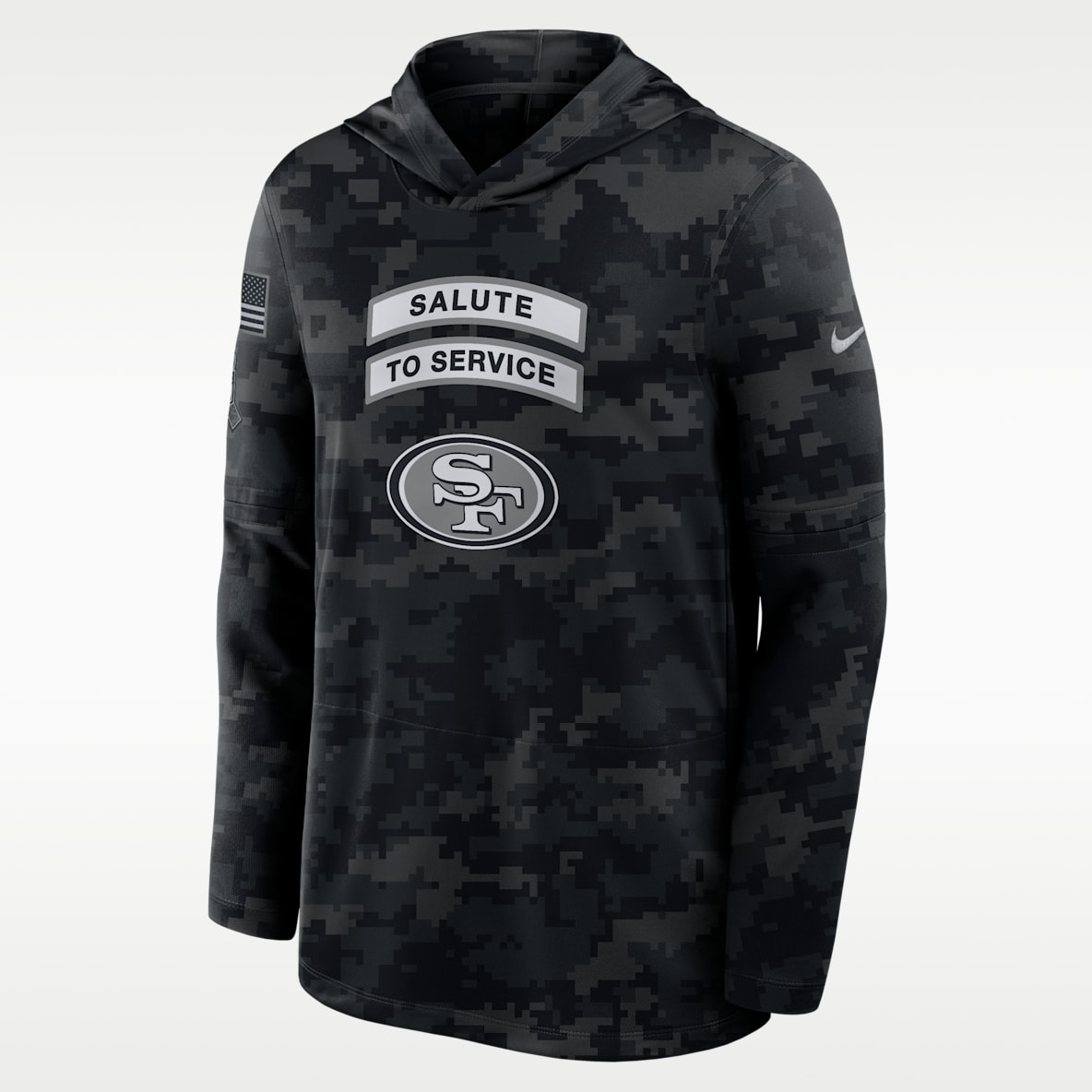 San Francisco 49ers Salute to Service Sideline Men's Nike Dri-FIT NFL Long-Sleeve Hooded Top