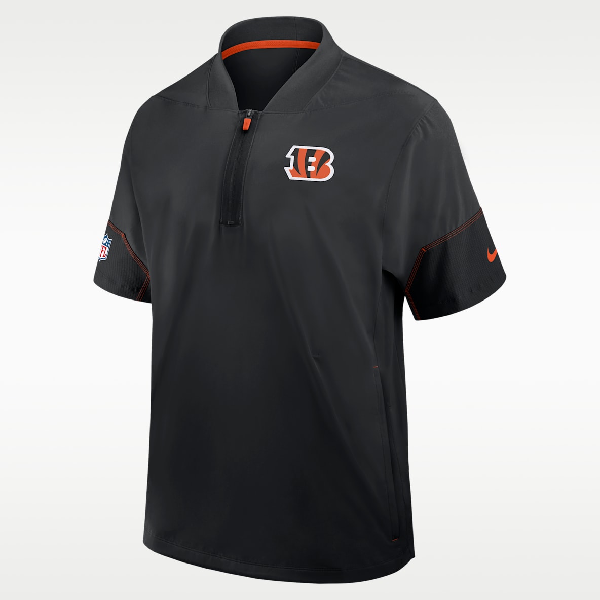 Cincinnati Bengals Sideline Coach Men's Nike NFL 1/2-Zip Short-Sleeve Hooded Jacket