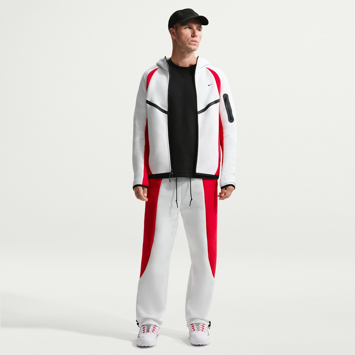 Nike Tech Calças de lã cardada com bainha aberta com bloco de cor para homem