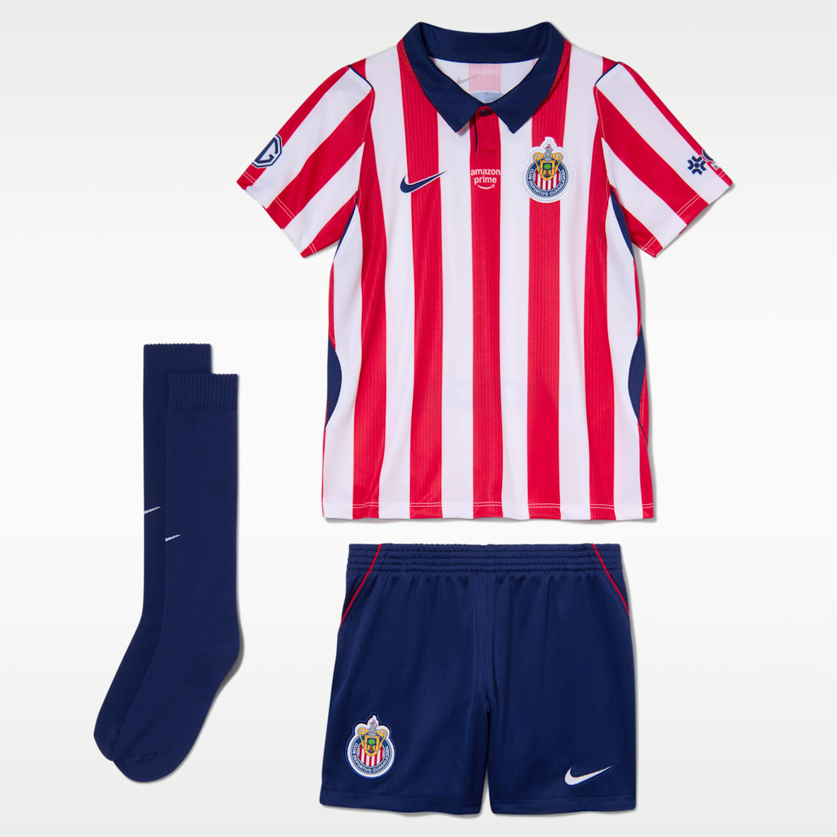 C.D. Guadalajara 2026/27 Stadium Home Little Kids' Nike Soccer Replica 3-Piece Kit